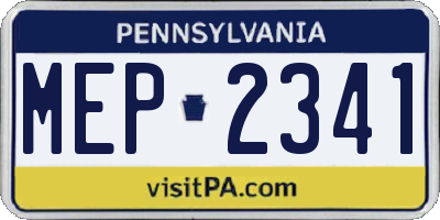 PA license plate MEP2341