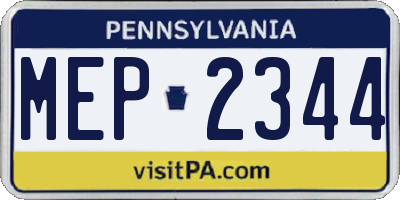 PA license plate MEP2344