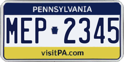 PA license plate MEP2345