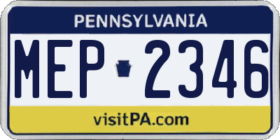 PA license plate MEP2346