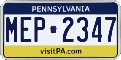 PA license plate MEP2347