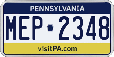 PA license plate MEP2348