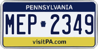 PA license plate MEP2349