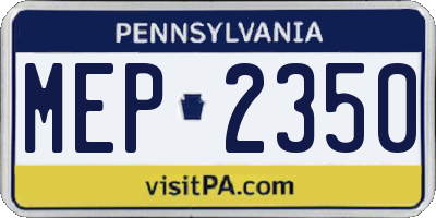 PA license plate MEP2350