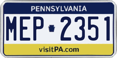 PA license plate MEP2351