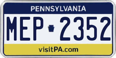 PA license plate MEP2352