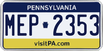 PA license plate MEP2353