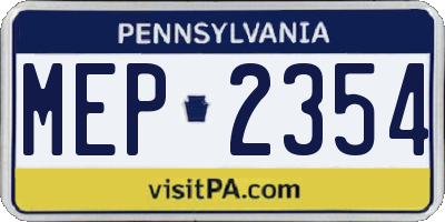 PA license plate MEP2354