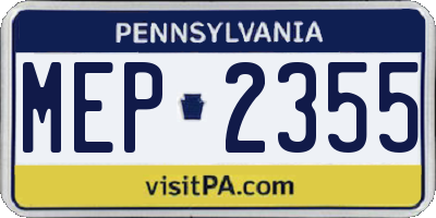 PA license plate MEP2355