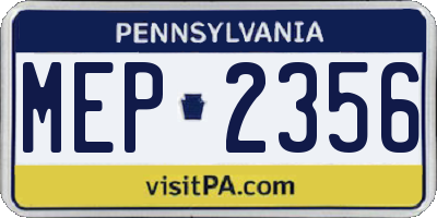 PA license plate MEP2356