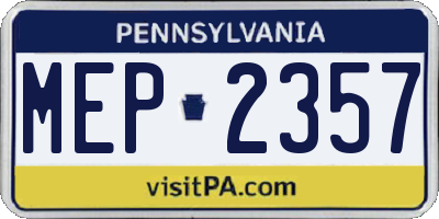 PA license plate MEP2357