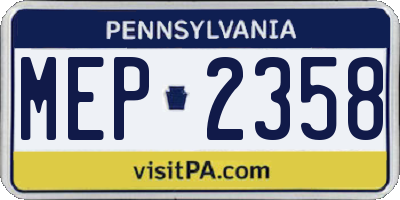 PA license plate MEP2358