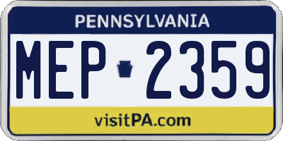 PA license plate MEP2359
