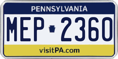 PA license plate MEP2360