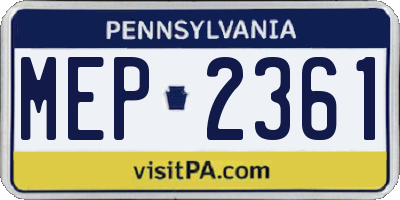 PA license plate MEP2361