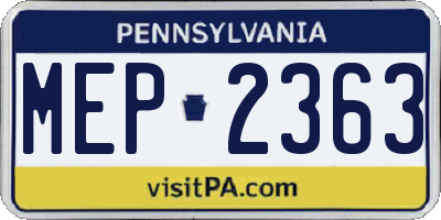 PA license plate MEP2363