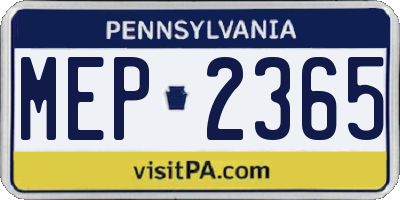 PA license plate MEP2365