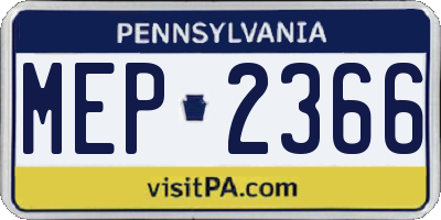 PA license plate MEP2366