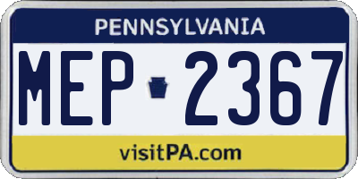 PA license plate MEP2367