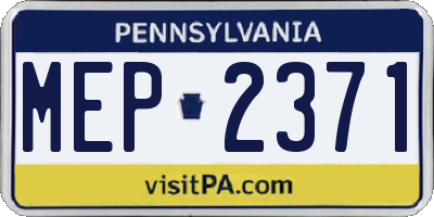 PA license plate MEP2371