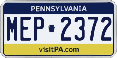 PA license plate MEP2372