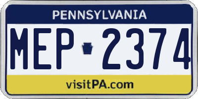 PA license plate MEP2374