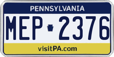 PA license plate MEP2376
