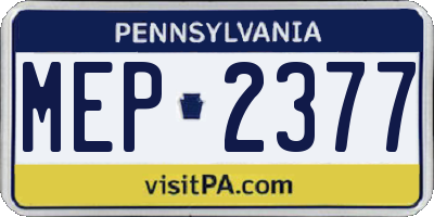 PA license plate MEP2377