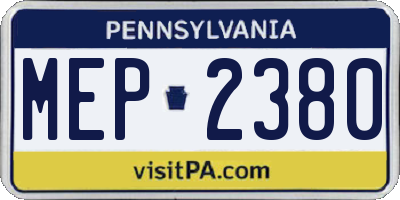 PA license plate MEP2380
