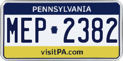 PA license plate MEP2382