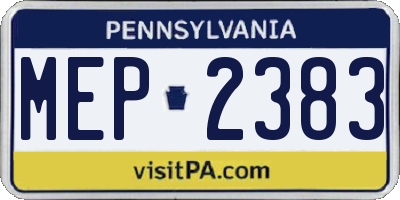 PA license plate MEP2383