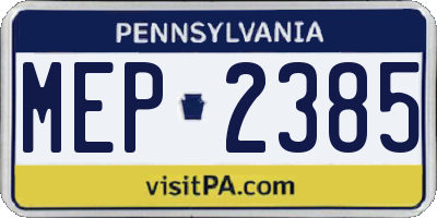 PA license plate MEP2385