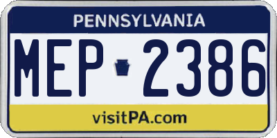 PA license plate MEP2386