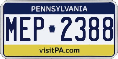 PA license plate MEP2388