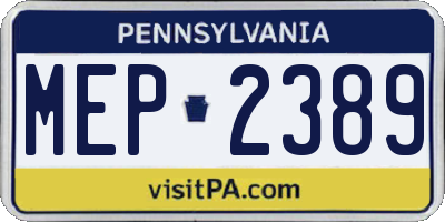PA license plate MEP2389