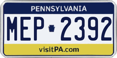 PA license plate MEP2392