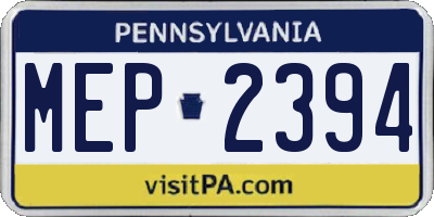 PA license plate MEP2394