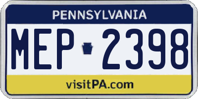 PA license plate MEP2398