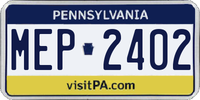 PA license plate MEP2402