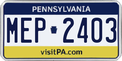 PA license plate MEP2403