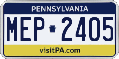 PA license plate MEP2405