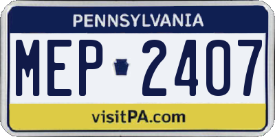PA license plate MEP2407