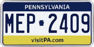 PA license plate MEP2409