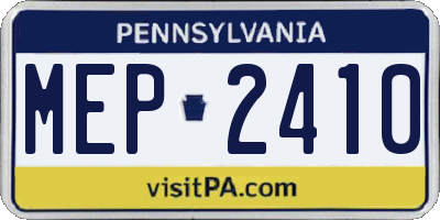 PA license plate MEP2410