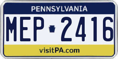 PA license plate MEP2416