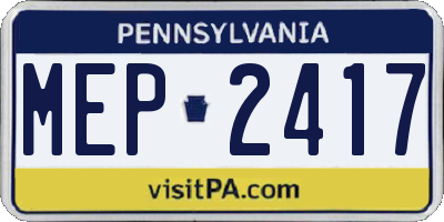 PA license plate MEP2417