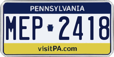 PA license plate MEP2418
