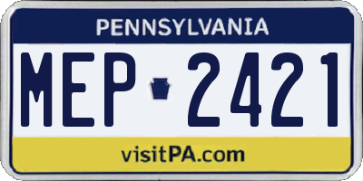 PA license plate MEP2421