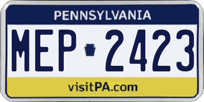 PA license plate MEP2423