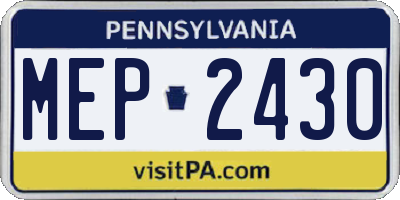 PA license plate MEP2430
